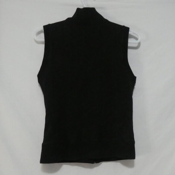 GROGGY | small | Black Sleeveless Zip-Up Sweatshirt Vest | Zip-Up Pockets - Picture 2 of 16